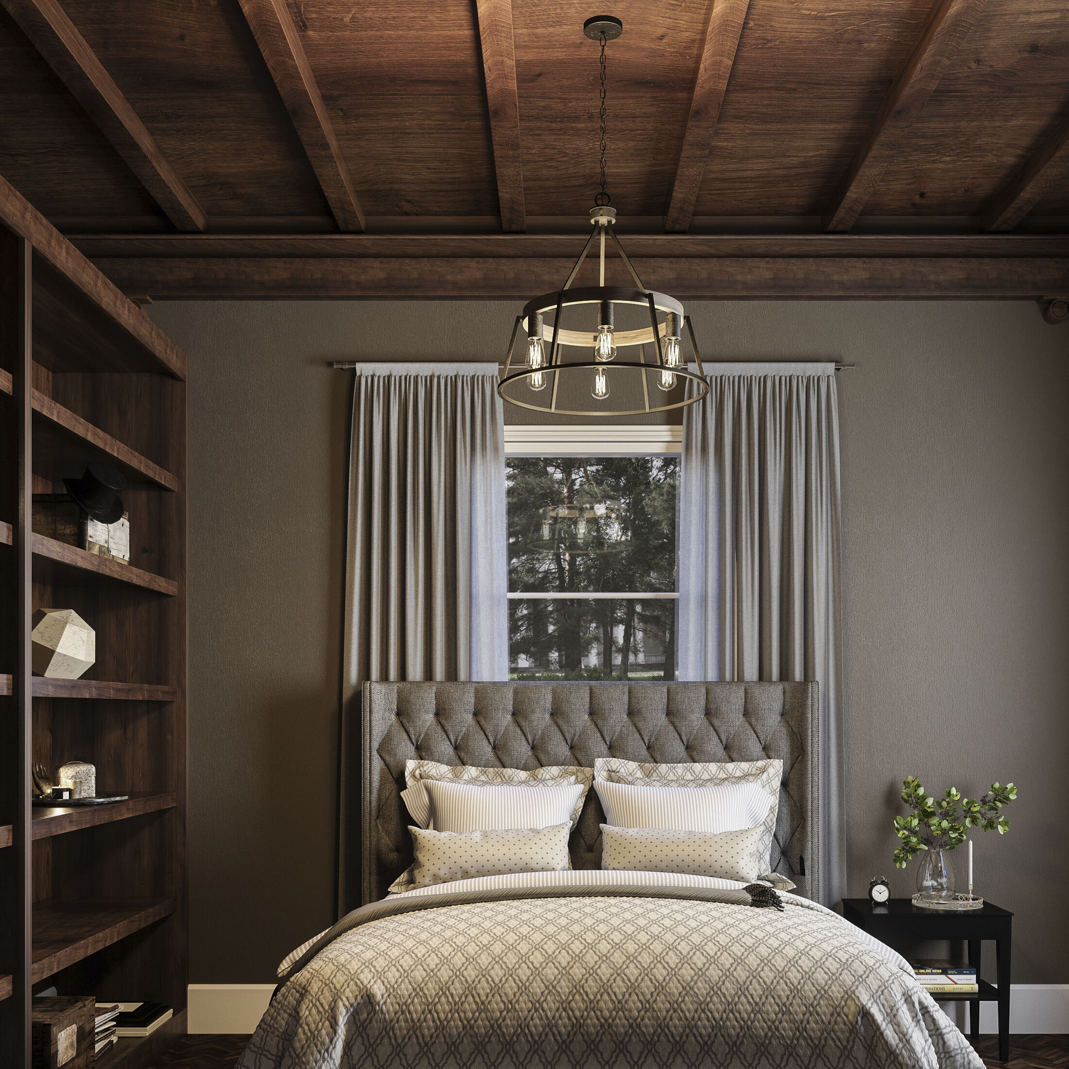 Brockton 6 Light 25 inch Grey Ash Chandelier Ceiling Light