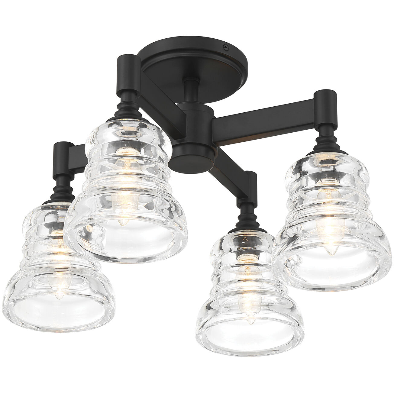 Gregory 4 Light 17.25 inch Matte Black Semi Flush Ceiling Light