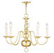Williamsburgh 5 Light 24 inch Polished Brass Chandelier Ceiling Light