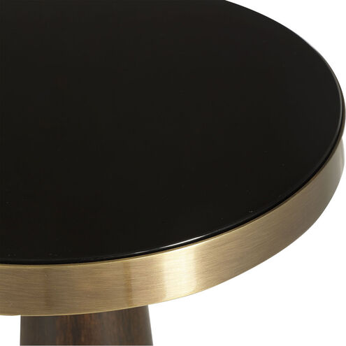 Fortier 22 X 12 inch Dark Espresso and Brushed Brass with Black Glass Accent Table