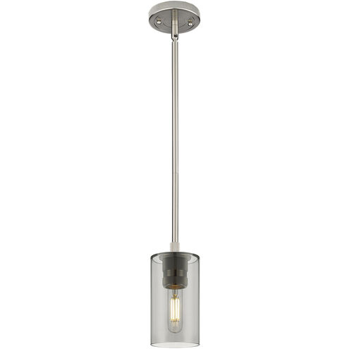 Downtown Urban Crown Point 1 Light 3.88 inch Satin Nickel Pendant Ceiling Light in Plated Smoke