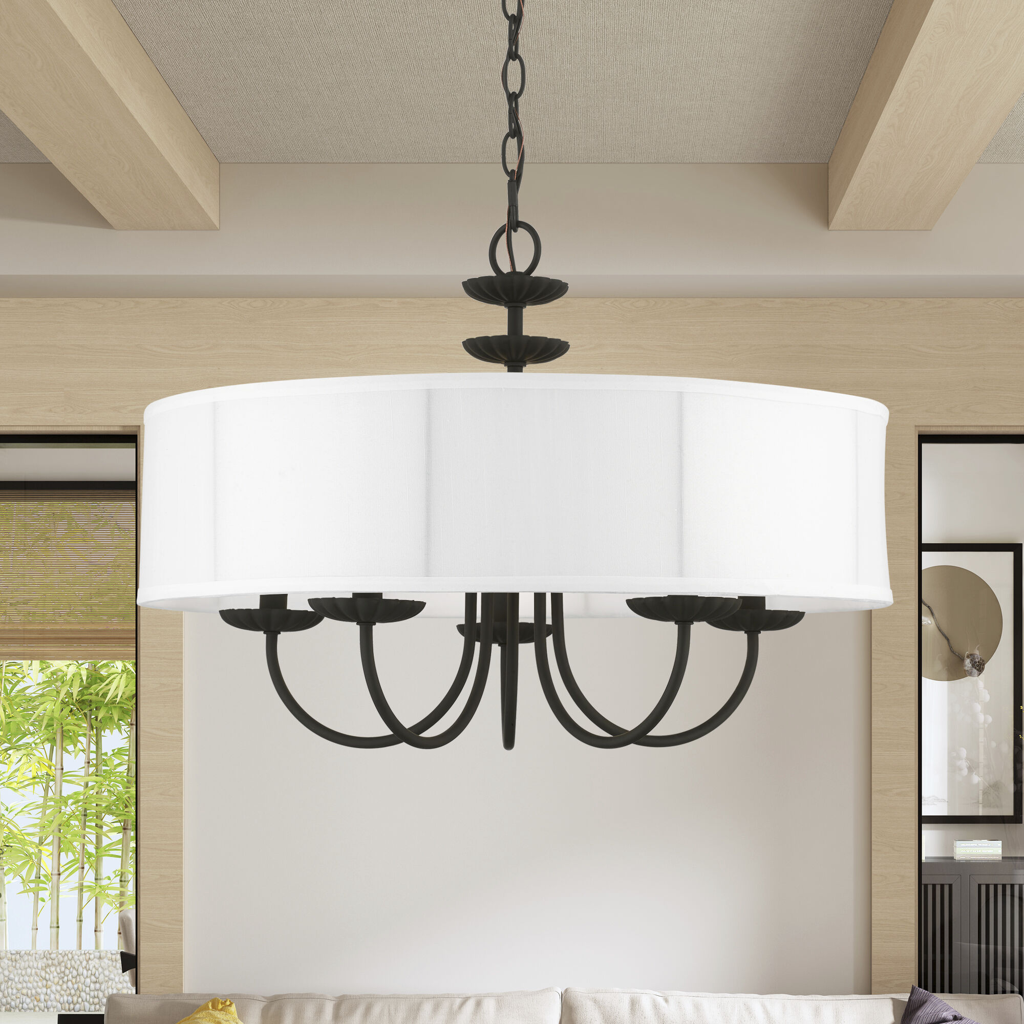 Brookdale 5 Light 23 inch Black Pendant Chandelier Ceiling Light