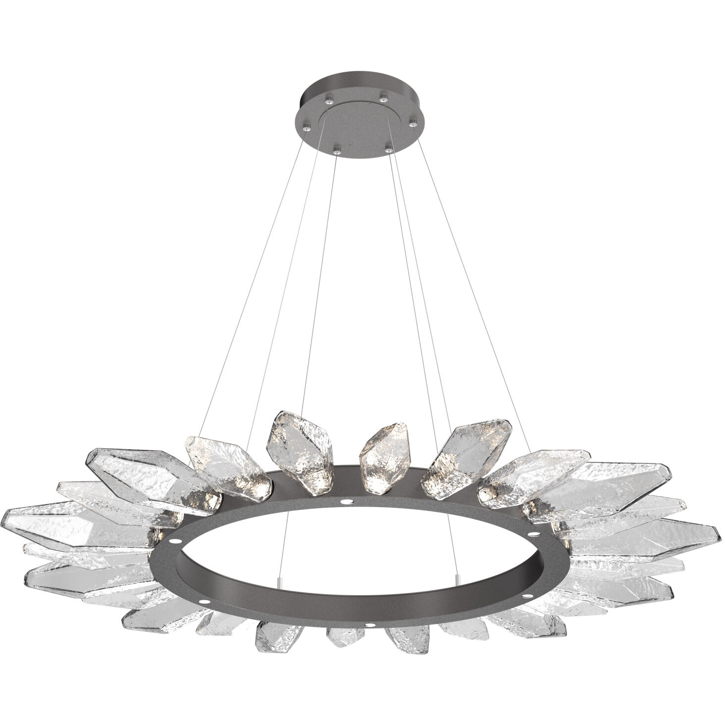 Rock Crystal LED Graphite Chandelier Ceiling Light, Radial Ring
