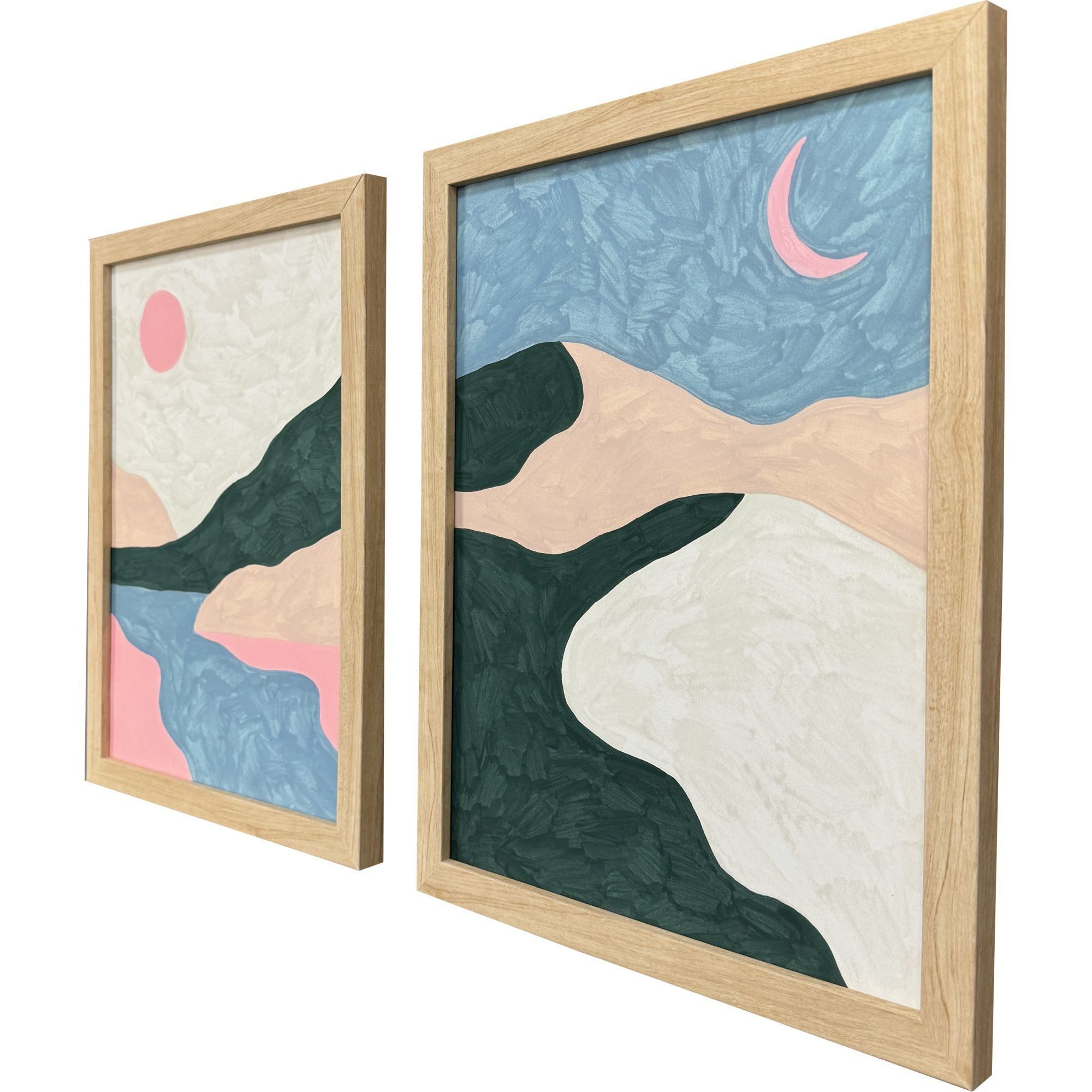 Whimsical Bloom Whimsical Dream Whimsical Oasis Pink and Green and Blue and Teal Framed Art, Propac