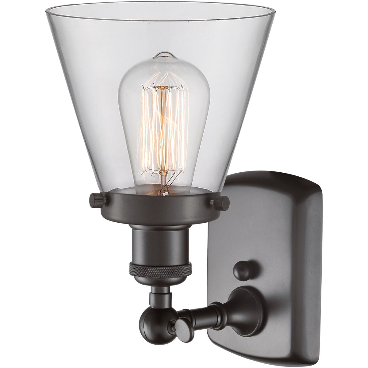 Ballston Small Cone LED 6 inch Oil Rubbed Bronze Sconce Wall Light in Clear Glass, Ballston