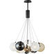 Burst LED 27 inch Black Multi-Light Pendant Ceiling Light in Multi Color