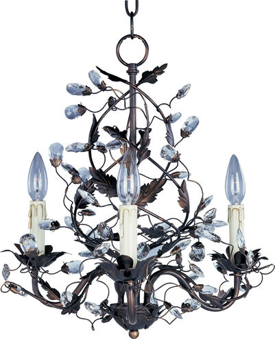 Elegante 3 Light 19 inch Oil Rubbed Bronze Mini Chandelier Ceiling Light