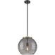 Franklin Restoration Athens Deco Swirl 1 Light 13.75 inch Black Antique Brass Stem Hung Pendant Ceiling Light