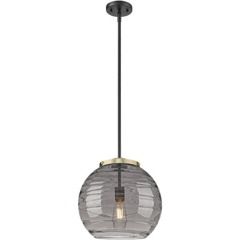 Franklin Restoration Athens Deco Swirl 1 Light 13.75 inch Black Antique Brass Stem Hung Pendant Ceiling Light