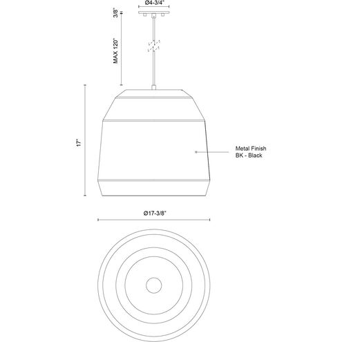 Sedona 1 Light 17.38 inch Black Pendant Ceiling Light