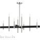 Denmark 8 Light 36 inch Brushed Nickel with Black Accents Chandelier Ceiling Light