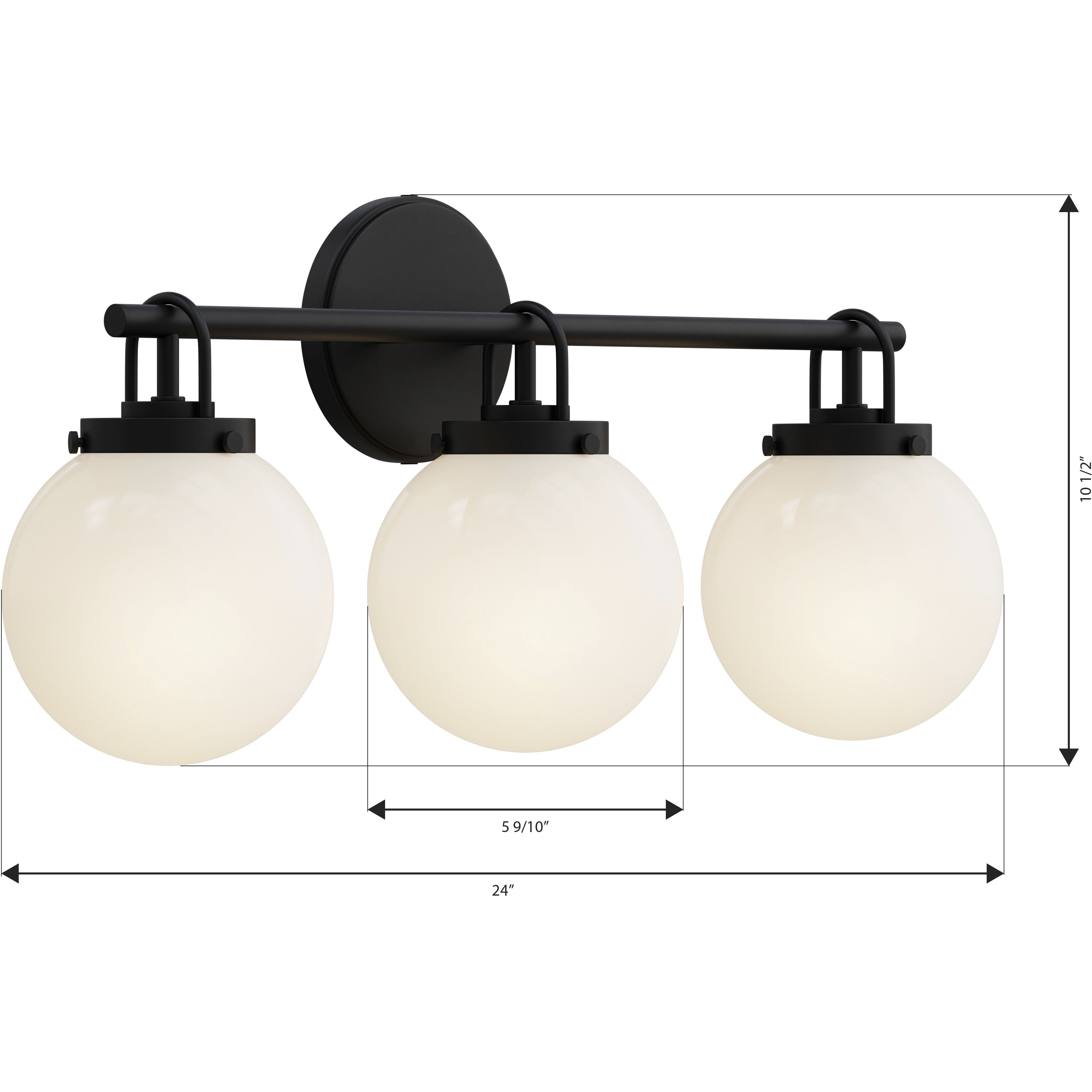 Ortesa 3 Light 24 inch Dark Matte Black Vanity Wall Light