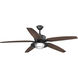 Montague 60 inch Forged Black with Toasted Oak Blades Indoor/Outdoor Ceiling Fan, Progress LED