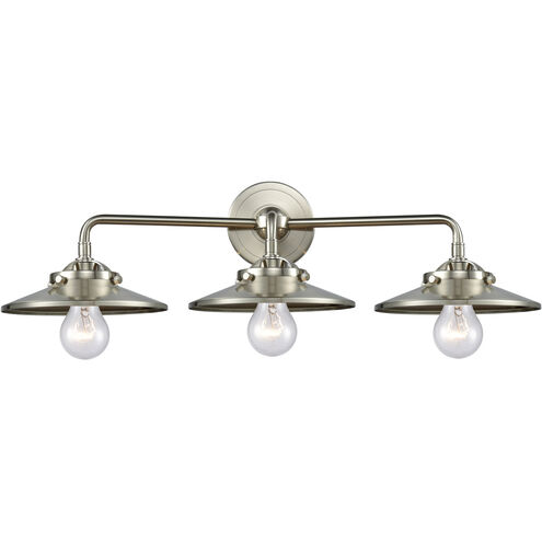 Nouveau Railroad 3 Light 26 inch Brushed Satin Nickel Bath Vanity Light Wall Light, Nouveau