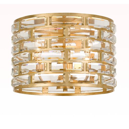 Meridian 3 Light 15 inch Antique Gold Flush Ceiling Light