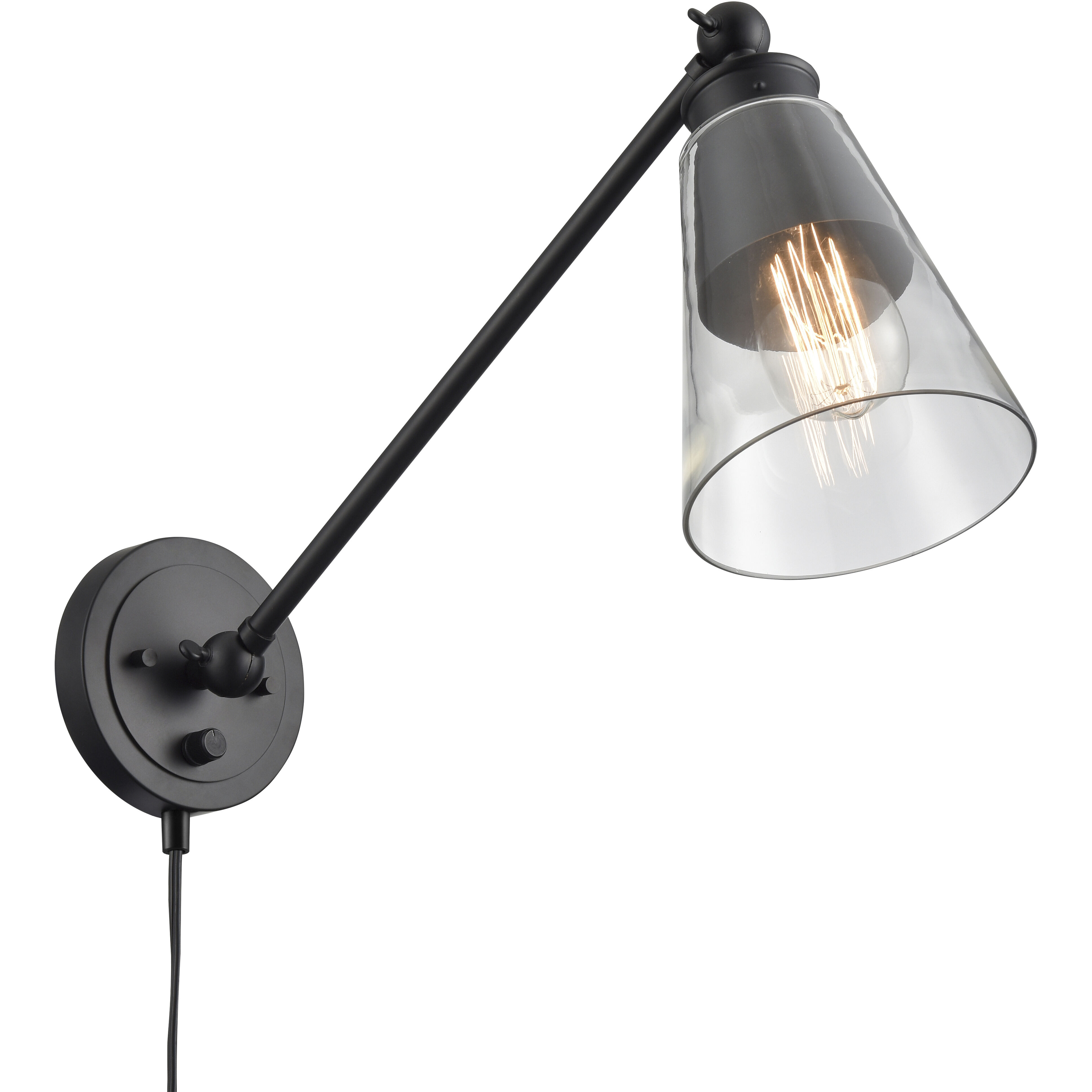 Albany 17.5 inch 60 watt Matte Black Swingarm Sconce Wall Light