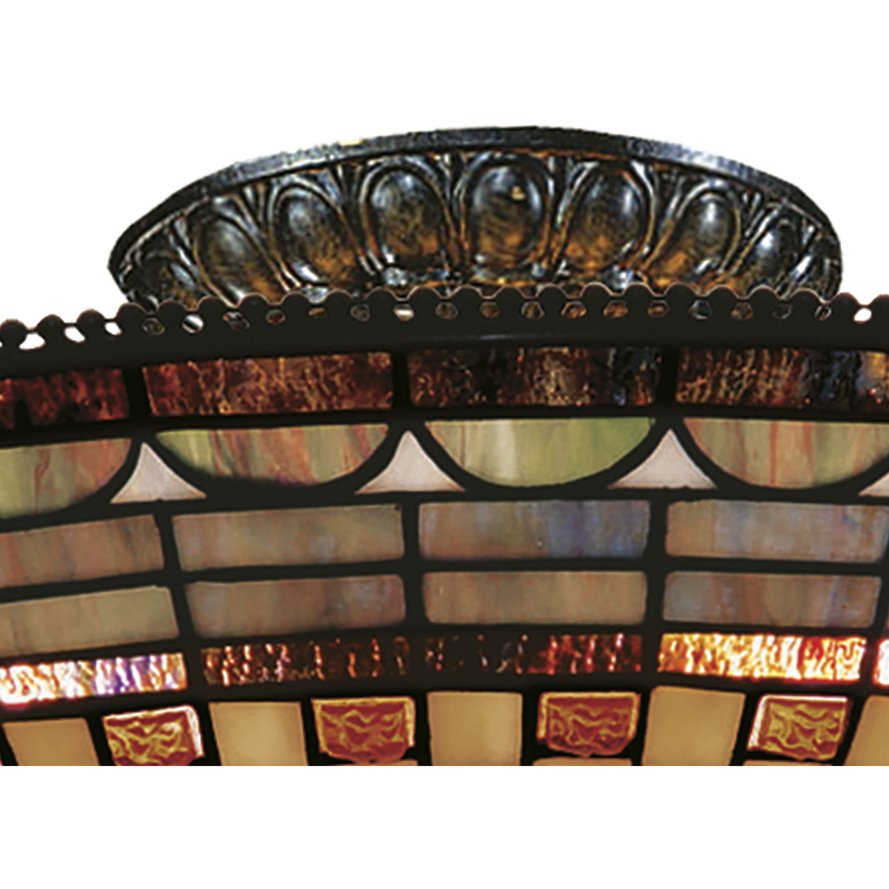 Jewelstone 3 Light 16 inch Classic Bronze with Multicolor Semi Flush Mount Ceiling Light