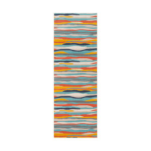 City 87 X 31 inch Aqua/Charcoal/Coral/Mustard/Light Gray/Beige/Taupe Rugs, Runner