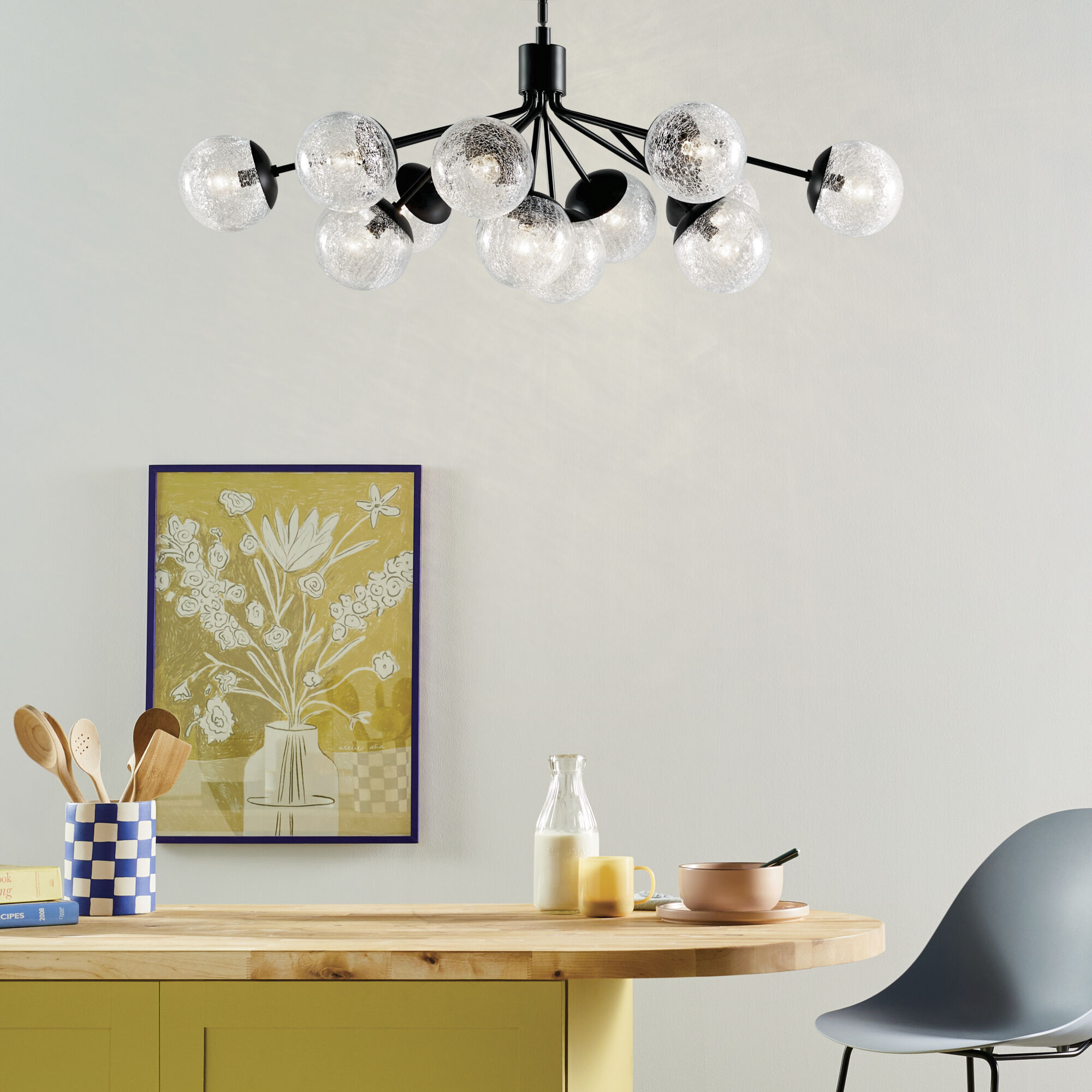 Silvarious 12 Light 26.75 inch Black Chandelier/Semi Flush Ceiling Light