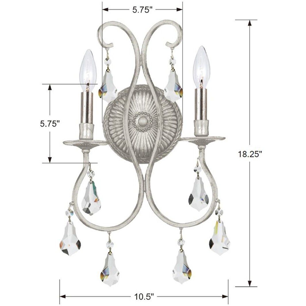 Ashton Bath Wall Light in Clear Hand Cut, Olde Silver