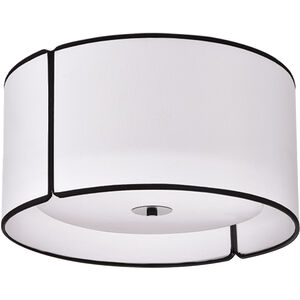 Notched Drum 3 Light 15 inch Black with White Flush Mount Ceiling Light
