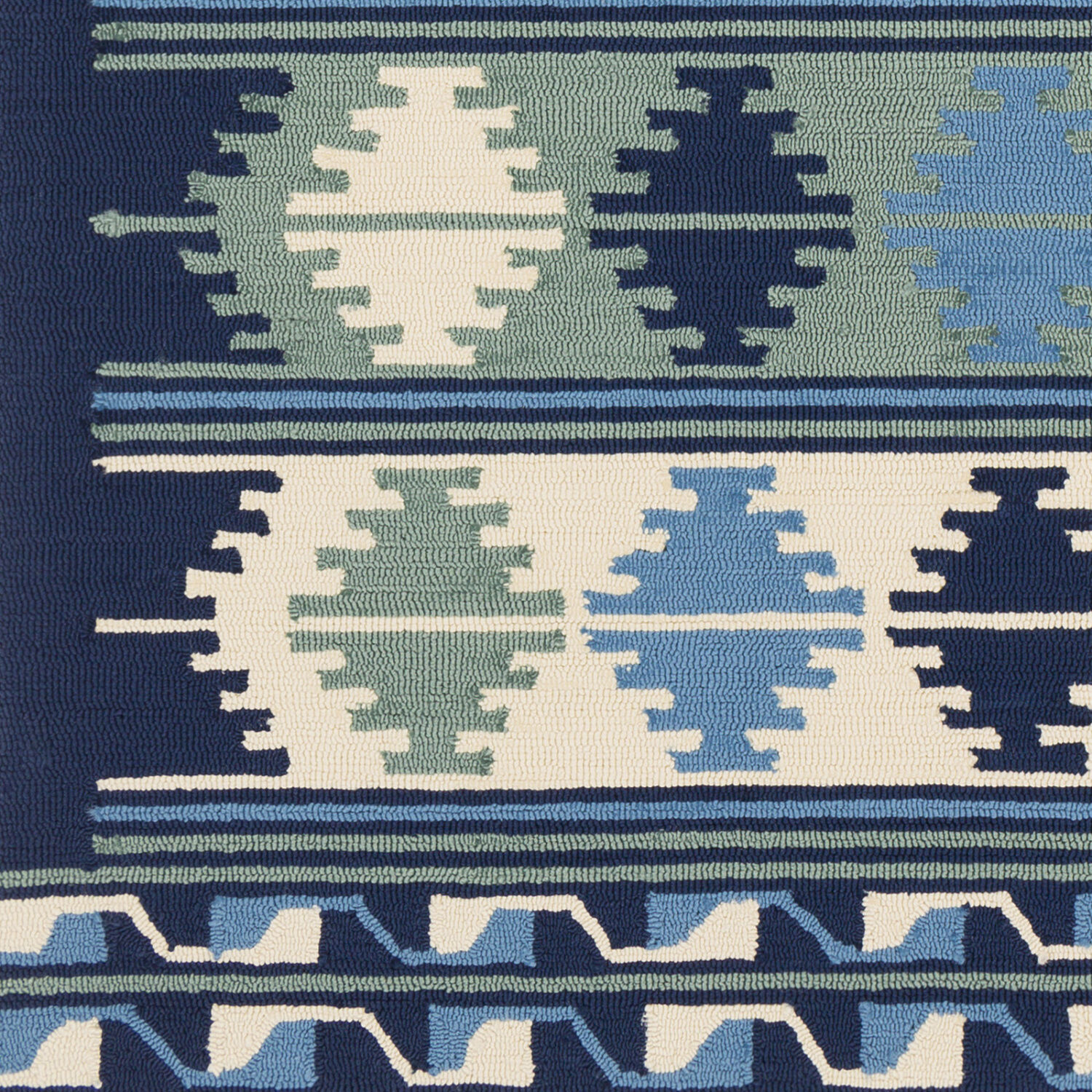 Rain 96 X 96 inch Navy/Blue/Seafoam/Cream Handmade Rug, Round