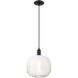 Downtown Urban Brookhaven Sphere 1 Light 10 inch Matte Black Mini Pendant Ceiling Light in Opal Glass