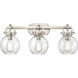 Newton Sphere 3 Light 27 inch Satin Nickel Bath Vanity Light Wall Light in Clear Glass