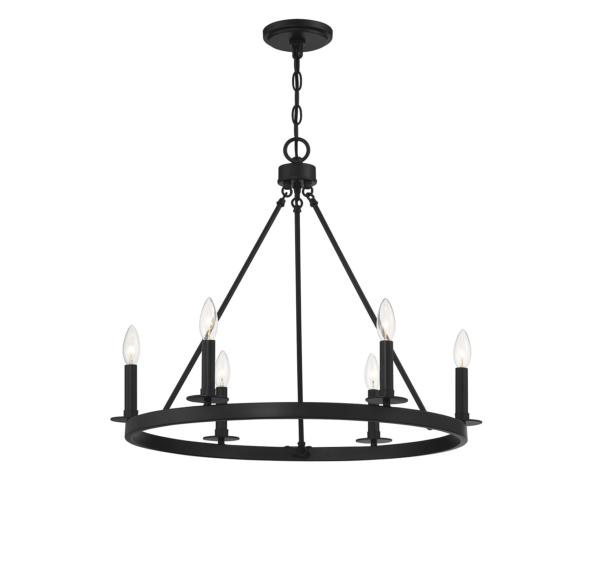 Traditional 6 Light 26 inch Matte Black Chandelier Ceiling Light