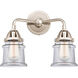 Nouveau 2 Small Canton 2 Light 13 inch Polished Nickel Bath Vanity Light Wall Light in Clear Glass