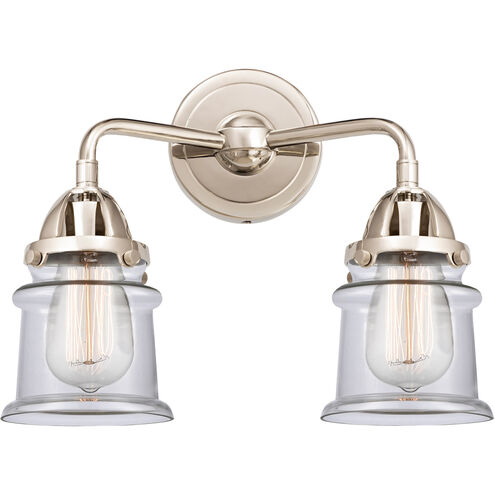 Nouveau 2 Small Canton 2 Light 13 inch Polished Nickel Bath Vanity Light Wall Light in Clear Glass