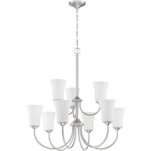 Gwyneth 9 Light 32 inch Brushed Polished Nickel Chandelier Ceiling Light in White Frosted Glass, Neighborhood Collection