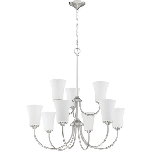 Gwyneth 9 Light 32 inch Brushed Polished Nickel Chandelier Ceiling Light in White Frosted Glass, Neighborhood Collection