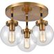Boudreaux 3 Light 15 inch Matte Black with Antique Gold Semi Flush Mount Ceiling Light