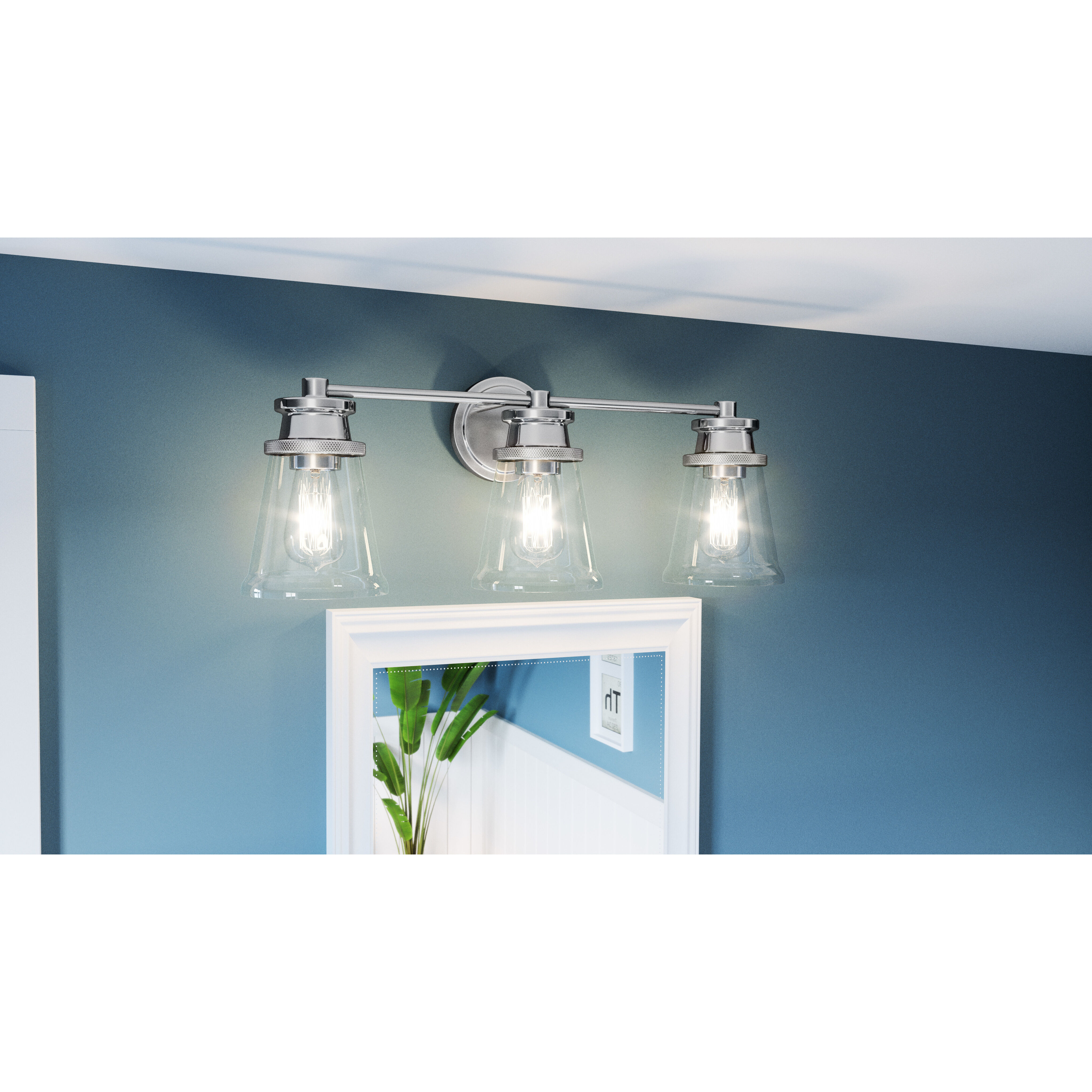 Haverfield 3 Light 24 inch Polished Chrome Bath Light Wall Light