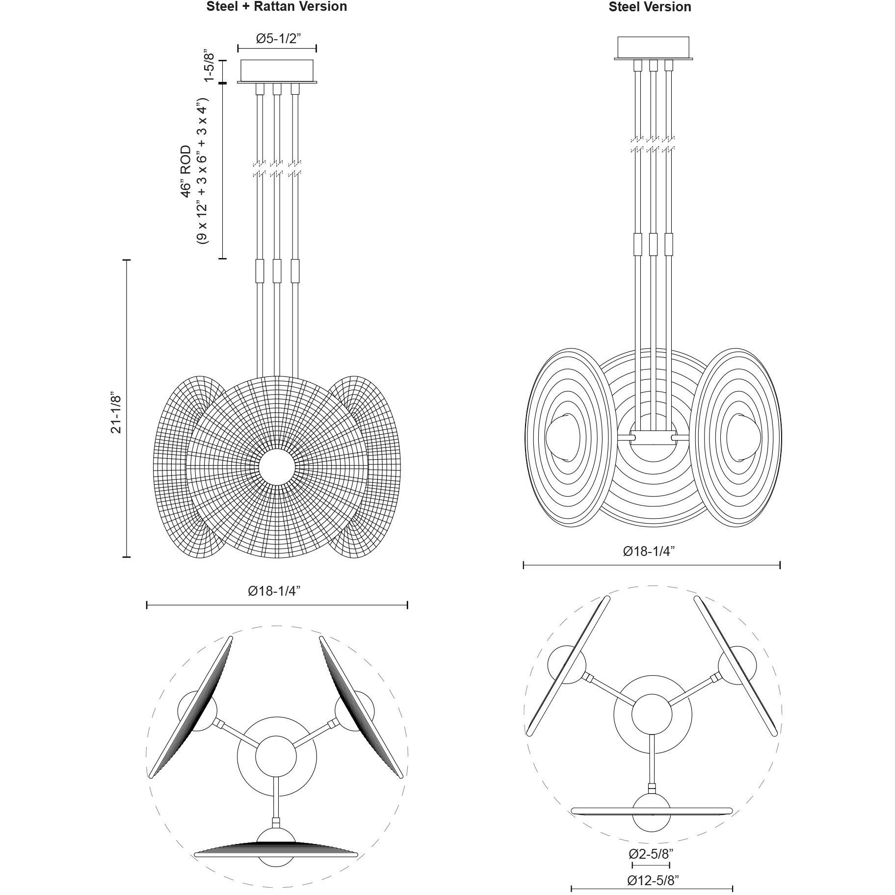Harbour Pendant Ceiling Light in Vintage Brass, Natural Rattan Shade