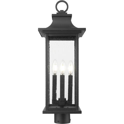 Tiberius 4 Light 25.25 inch Black Outdoor Post Mount Fixture in Clear Seedy Glass
