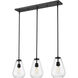 Ayra 3 Light 36 inch Matte Black Linear Chandelier Ceiling Light