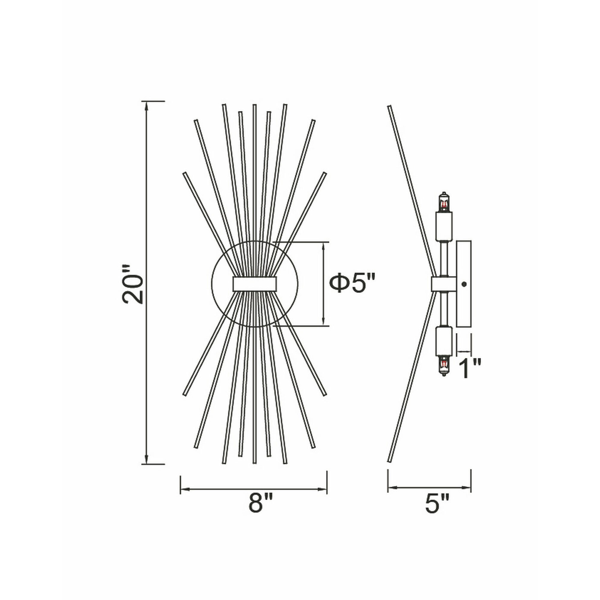 Savannah 2 Light 8 inch Black Wall Light