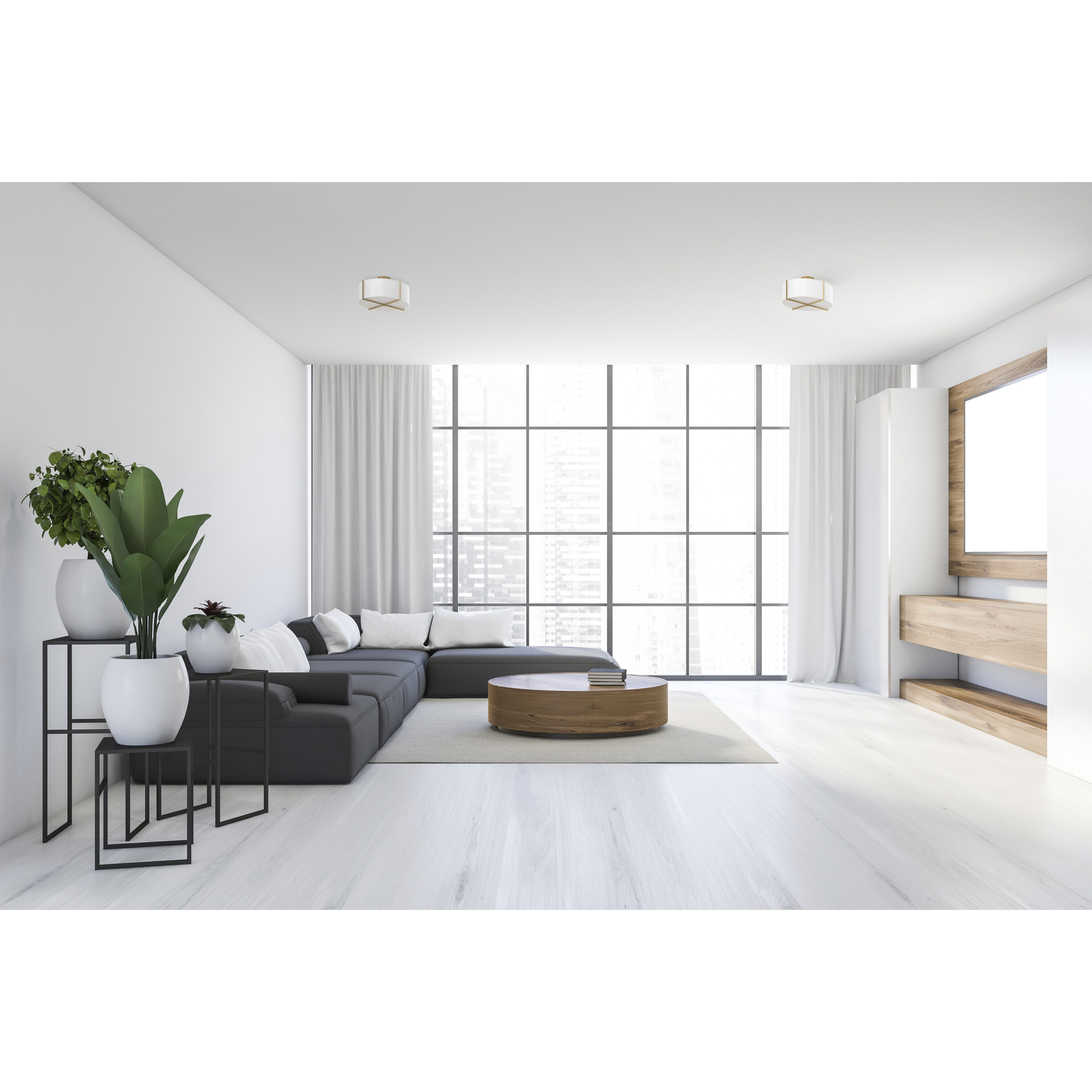 Galerie Axis 4 Light 25.5 inch Heritage Brass Indoor Semi-Flush Mount Ceiling Light