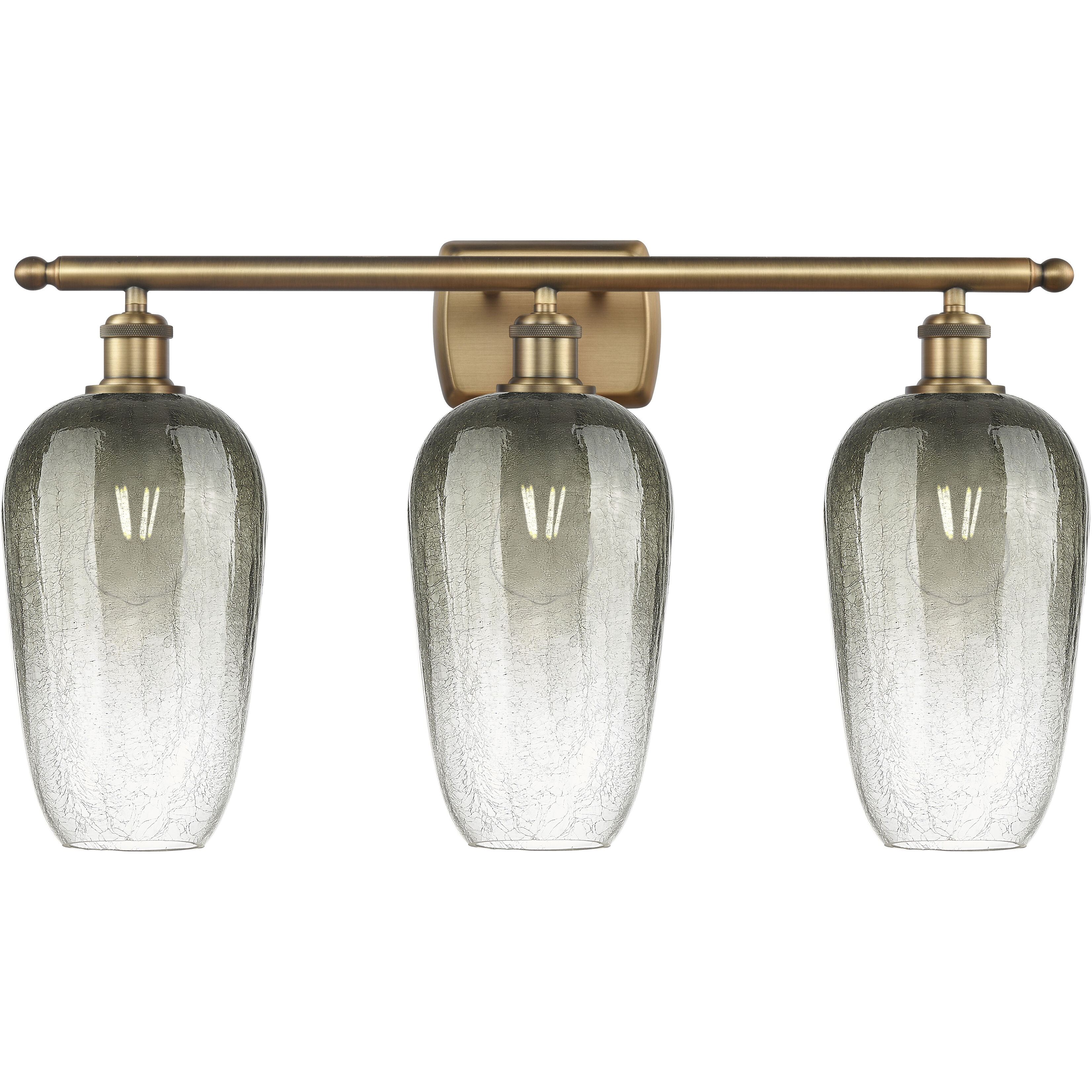 Ballston Brookhaven Flute 3 Light 27 inch Brushed Brass Bath Vanity Light Wall Light in Slate Glass