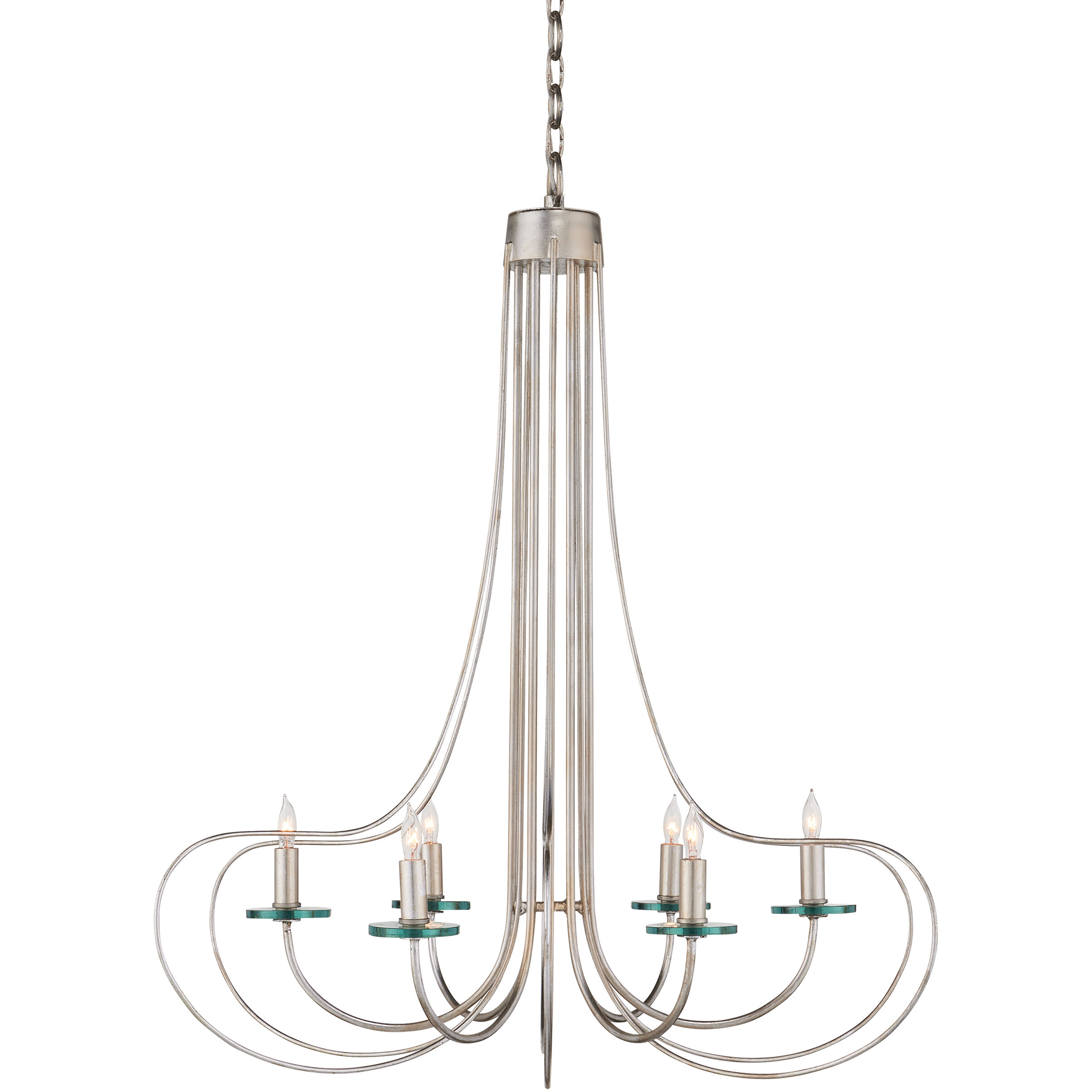 Harrow 6 Light 30.75 inch Contemporary Silver Leaf/Contemporary Silver/Clear Chandelier Ceiling Light