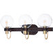 Bauhaus 3 Light 23 inch Bronze/Satin Brass Bath Vanity Wall Light