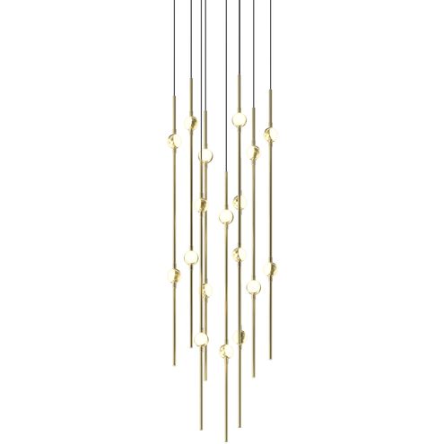 Constellation Aries LED 11.5 inch Satin Brass Pendant Ceiling Light in 3000K, White Optical Acrylic, 10 FT. Cord