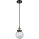 Ballston Beacon 1 Light 6 inch Black Antique Brass Mini Pendant Ceiling Light in Seedy Glass