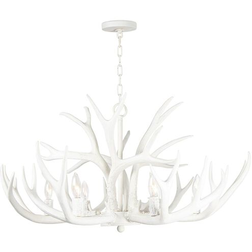 Antler 6 Light 33 inch White Chandelier Ceiling Light