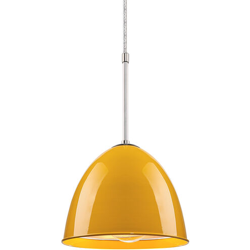 Classic 1 Light 9.6 inch Matte Chrome Large Pendant Ceiling Light in Canary Yellow