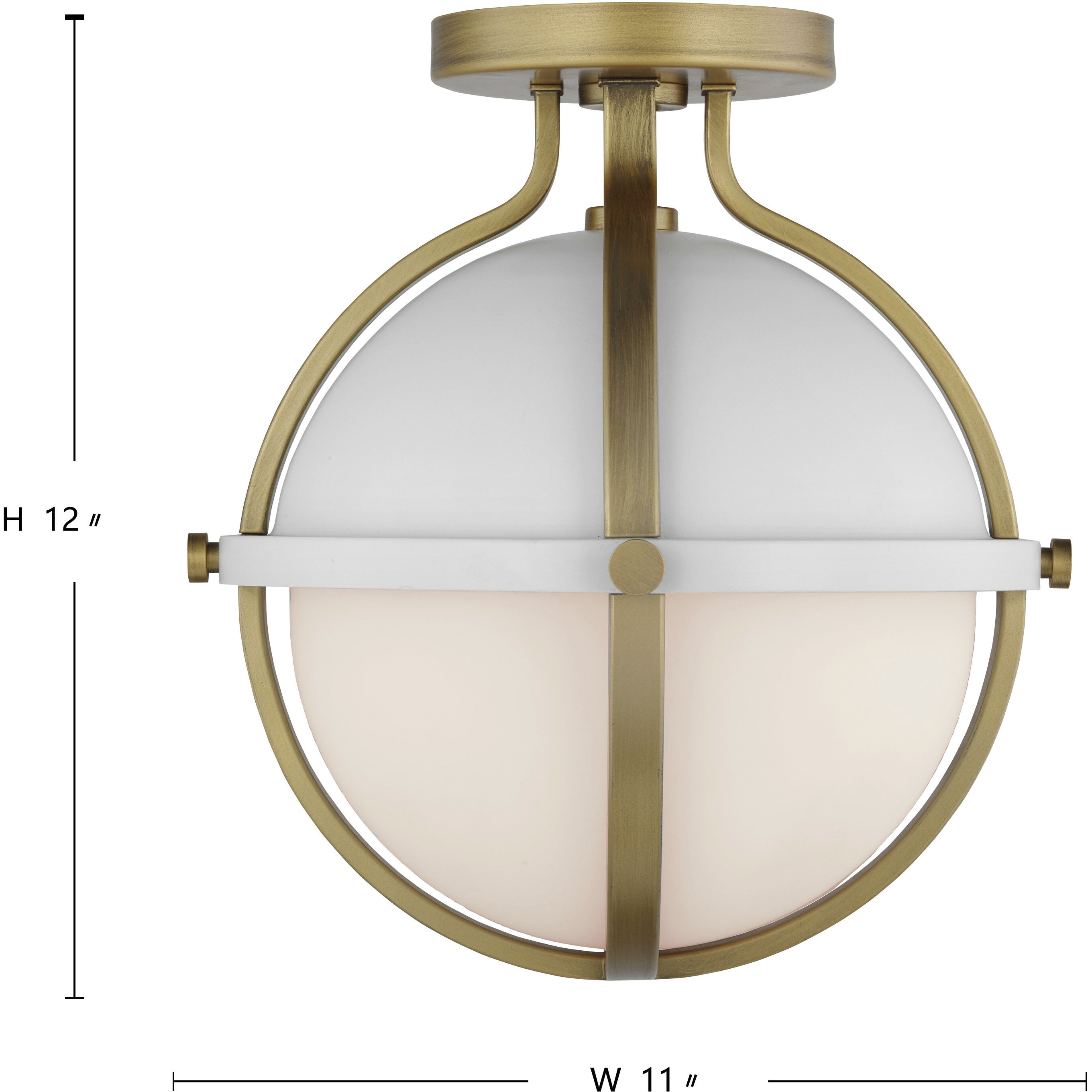 Lincoln 1 Light 11 inch Matte White Semi Flush Mount Ceiling Light