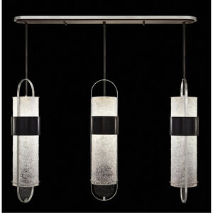 Bond LED 48 inch Black/Silver Linear Pendant Ceiling Light in Diamond Blanket Studio Glass