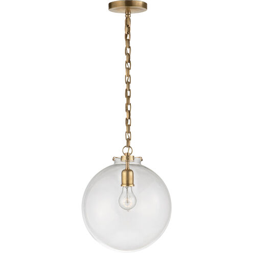 Thomas O'Brien Katie4 1 Light 12 inch Hand-Rubbed Antique Brass Globe Pendant Ceiling Light in Clear Glass